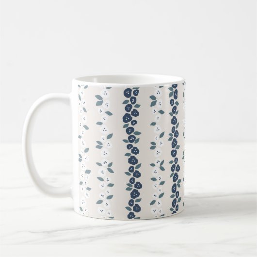 Blue White Cute Farmhouse Rustic Pattern Koffiemok (Links)
