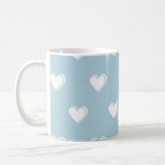 Blue White Cute Simple Heart Patroon Koffiemok