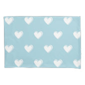 Blue White Cute Simple Heart Patroon Kussensloop (Voorkant)