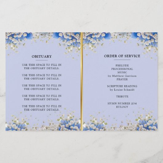 Blue White Daisy Celebration of Life Programme (Dos)
