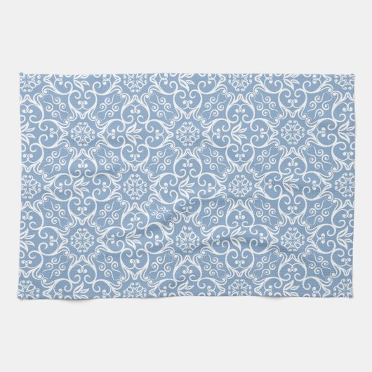Blue & White Damask Kitchen Towel Theedoek (Horizontaal)