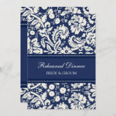 Blue White Damask repesal Dinner Party Kaart (Voorkant / Achterkant)