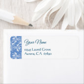 Blue White Damask Return Address Label (Insitu)
