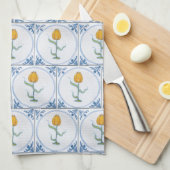 Blue White Delft Tulip Faux Carreaux Serviette de (Quart Plié)