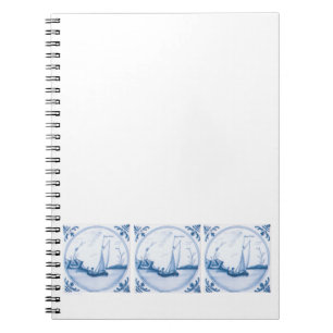Blue White Delft-zeilboot Notitieboek