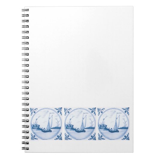 Blue White Delft-zeilboot Notitieboek (Voorkant)