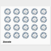 Blue White Denim Flowers Birthday Ronde Sticker (Vel)