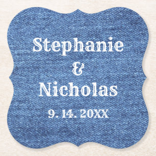 Blue White Denim Theme Wedding Kartonnen Onderzetters