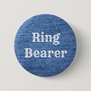 Blue White Denim Theme Wedding Ronde Button 5,7 Cm