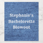 Blue White Denim Theme Wedding Wijn Etiket (Enkel label)