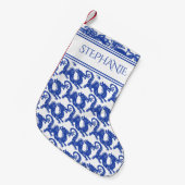 Blue White Dragon Pattern Delft Oriental Custom Kleine Kerstsok (Voorkant (Hangend))