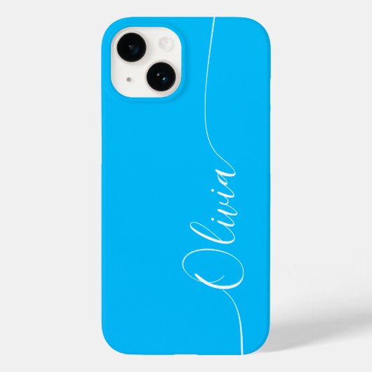 Blue White Elegant Calligraphy Script Name Case-Mate iPhone Case (Achterkant)