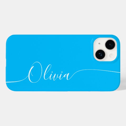 Blue White Elegant Calligraphy Script Name Case-Mate iPhone Case (Achterkant (horizontaal))