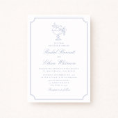 Blue & White Elegant Frame Wedding Invitation Aankondiging