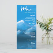 Blue & White Elegant Mountains Menu Mariage (Debout devant)