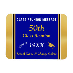 Blue, White en Gold 50th High Reunion Souvenirs Magneet