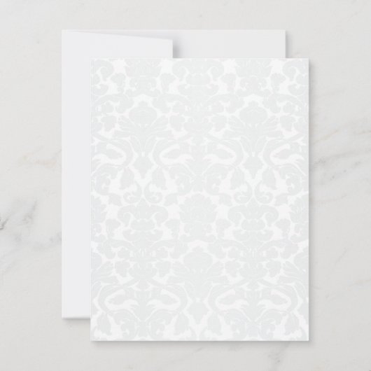 Blue, White en Grey Damask Reply Card Kaart (Achterkant)
