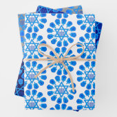 Blue White en Silver Hanukkah Motif Inpakpapier Vel (In situ)