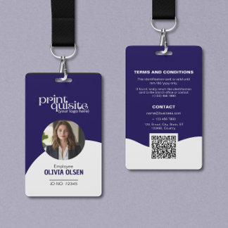 Blue White Event/Business ID Kaart—Work Staff QR Badge