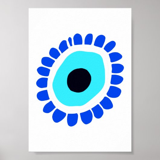 Blue White Evil Eye Symbool Poster (Voorkant)