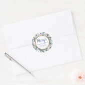 Blue White Floral 70th Birthday Hartelijk dank Ronde Sticker (Envelop)
