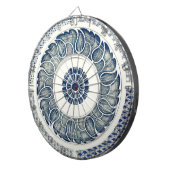 Blue White Floral Chinese Round Dartbord (Voorkant Rechts)
