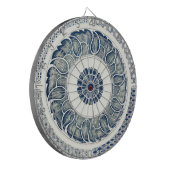 Blue White Floral Chinese Round Dartbord (Voorkant Links)