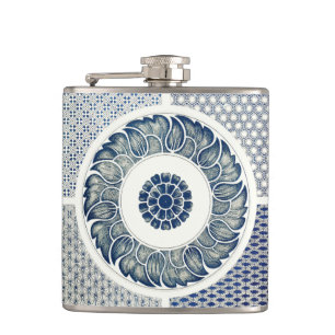 Blue White Floral Chinese Round Heupfles