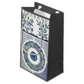 Blue White Floral Chinese Round Klein Cadeauzakje (Achterkant Gekanteld)