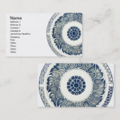 Blue White Floral Chinese Round Visitekaartje (Voorkant / Achterkant)