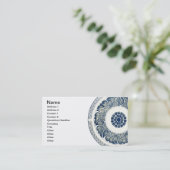 Blue White Floral Chinese Round Visitekaartje (Staand voorkant)