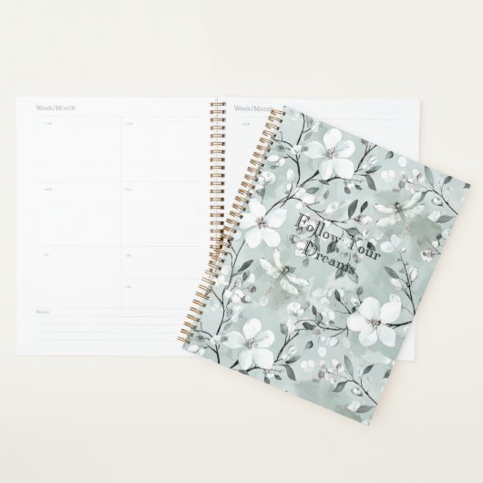 Blue White Floral Dragonflies Planner (Display)