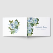 Blue White Floral Élégant Mariage Livre d'invités (Complet)