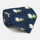 Blue White Floral Flower Designer Stropdas (Opgerold)