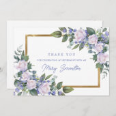 Blue White Floral Retirement Flat Bedankkaart (Voorkant / Achterkant)