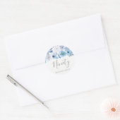 Blue White Flowers 90th Birthday Party Sticker (Envelop)