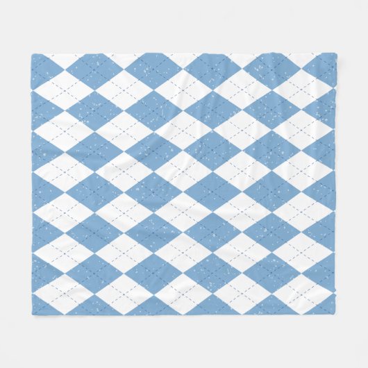 Blue White Geometric Diamond Argyle Pattern Fleece Deken (Voorkant (Horizontaal))