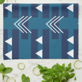 Blue White Geometric Pattern Modern Decor Theedoek (Gevouwen)