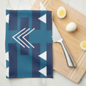 Blue White Geometric Pattern Modern Decor Theedoek (Quarter Fold)