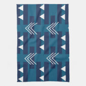 Blue White Geometric Pattern Modern Decor Theedoek (Verticaal)