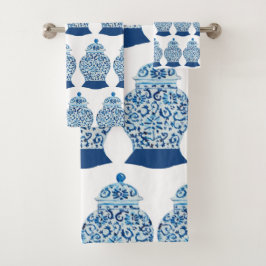 Blue White Ginger Jar Bath Towel Set Bad Handdoek