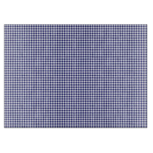 Blue-White Gingham-15 x 11 GLASS CUTTING BOARD Snijplank (Voorkant)