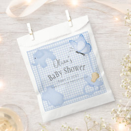 Blue White Gingham Boy Baby shower Bedankzakje