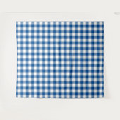 Blue & White Gingham Check Tapestry Wandkleed (Voorkant (horizontaal))