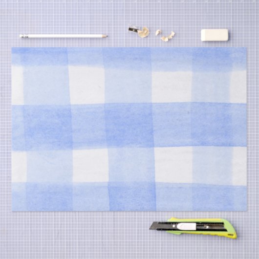 Blue White Gingham Check Tissuepapier (Craft)
