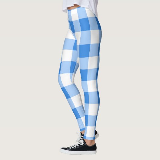 Blue & White Gingham Checkered Pattern Leggings (Links)