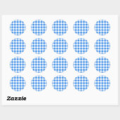 Blue & White Gingham Checkered Pattern Party Ronde Sticker (Vel)