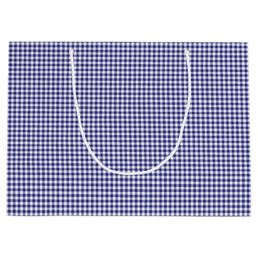 Blue-White Gingham-GIFT BAG L Large Cadeautasje (Voorkant)