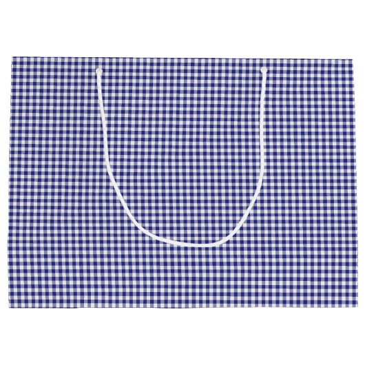 Blue-White Gingham-GIFT BAG L Large Cadeautasje (Achterkant)