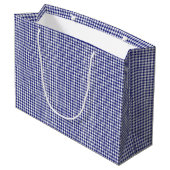 Blue-White Gingham-GIFT BAG L Large Cadeautasje (Achterkant Gekanteld)
